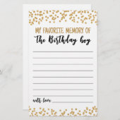 Mijn favoriete herinnering aan de wedstrijd Birthd (Voorkant / Achterkant)