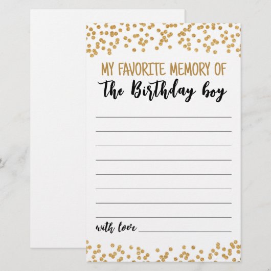 Mijn favoriete herinnering aan de wedstrijd Birthd (Voorkant / Achterkant)