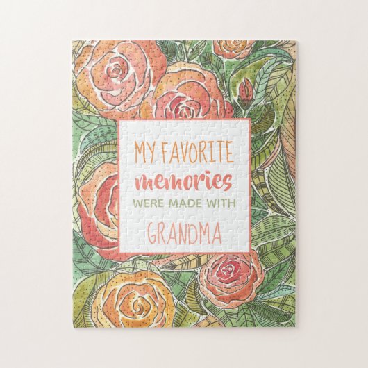 Mijn favoriete herinneringen zijn met oma roze roz legpuzzel (Verticaal)