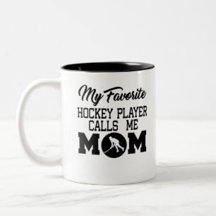 Mijn favoriete Hockey Player roept me mama Tweekleurige Koffiemok