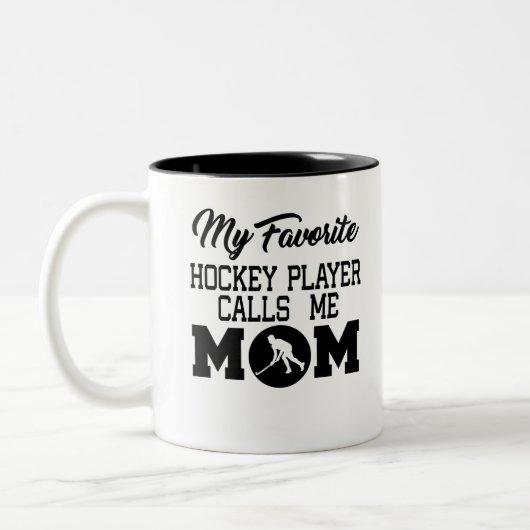 Mijn favoriete Hockey Player roept me mama Tweekleurige Koffiemok (Links)