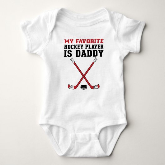 Mijn favoriete hockeyspeler is Daddy Red Sticks Romper (Voorkant)