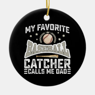 Mijn favoriete honkbalcatcher noemt me papa vader keramisch ornament