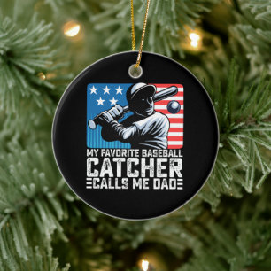 Mijn favoriete honkbalcatcher noemt me papa Vader Keramisch Ornament
