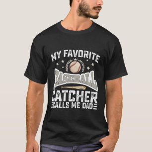 Mijn favoriete honkbalcatcher noemt me papa vader t-shirt