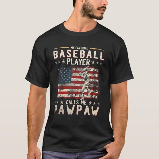 Mijn favoriete honkballer noemt me Pawpaw Flag F T-shirt (Voorkant)