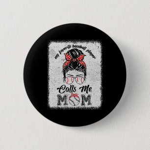 Mijn favoriete honkbalspeler noemt me mama honkbal ronde button 5,7 cm