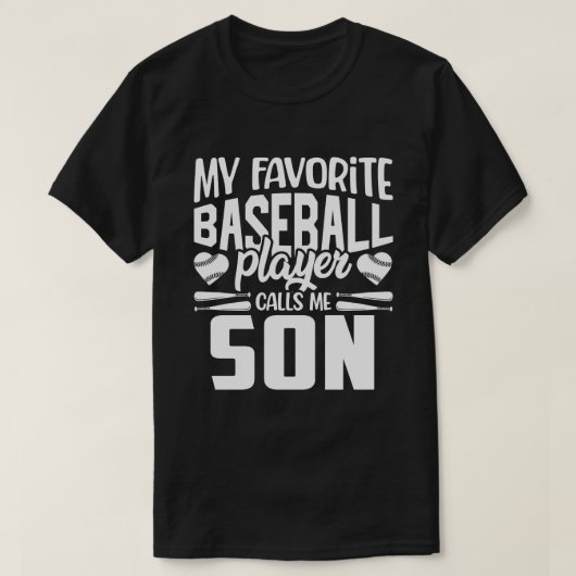 Mijn favoriete honkbalspeler roept me SON Baseball T-shirt (Design voorkant)