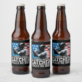 Mijn favoriete honkbalvanger noemt me vader bier etiket (Flessen)