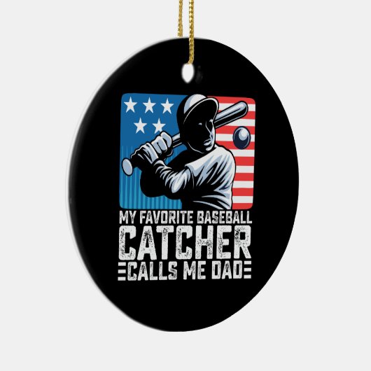 Mijn favoriete honkbalvanger noemt me vader keramisch ornament (Rechts)