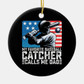 Mijn favoriete honkbalvanger noemt me vader keramisch ornament (Voorkant)