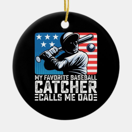 Mijn favoriete honkbalvanger noemt me vader keramisch ornament (Voorkant)