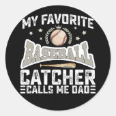 Mijn favoriete honkbalvanger noemt me vader ronde sticker (Voorkant)