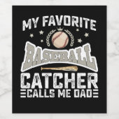 Mijn favoriete honkbalvanger noemt me vader wijn etiket (Enkel label)