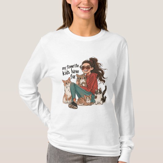 Mijn favoriete Kinder hebben vier grappige Kittyca T-shirt (Voorkant)