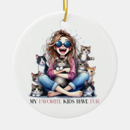 MIJN FAVORIETE KINDEREN HEBBEN BONT KITTY KATTEN KERAMISCH ORNAMENT