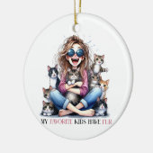 MIJN FAVORIETE KINDEREN HEBBEN BONT KITTY KATTEN KERAMISCH ORNAMENT (Links)