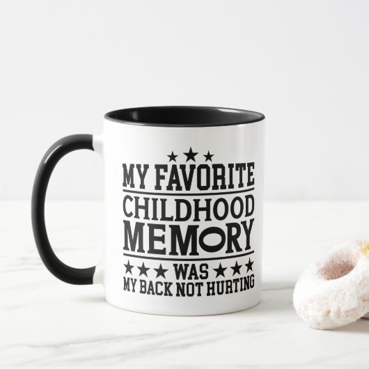 Mijn favoriete kindertijdherinnering veroudert gra mok (Met donut)