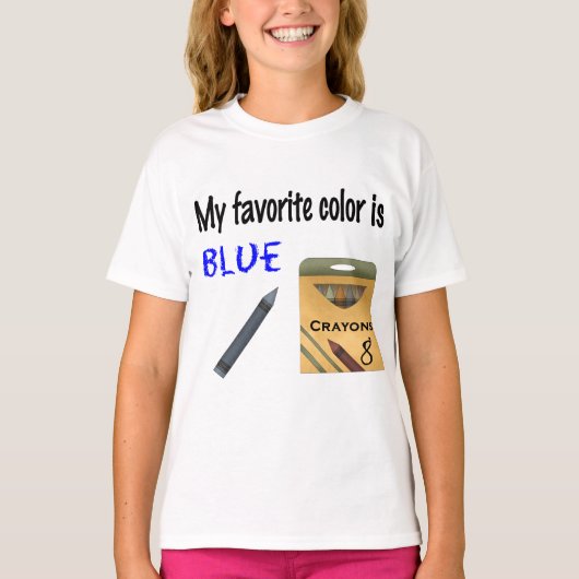Mijn favoriete kleur is blauw t-shirt (Voorkant)