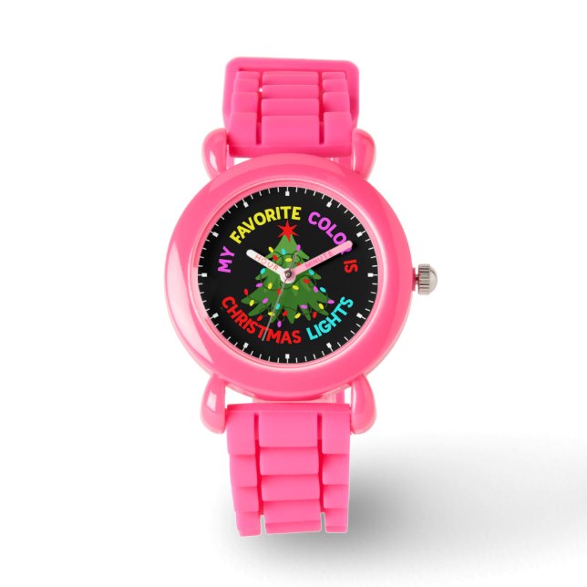 Mijn favoriete kleur is Christmas Lights-78678 Horloge (Voorkant)