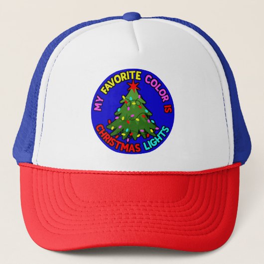 Mijn favoriete kleur is Christmas Lights-78678 Trucker Pet (Voorkant)