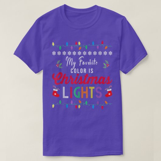 Mijn favoriete kleur is het kerstlicht T-shirt Fun (Design voorkant)