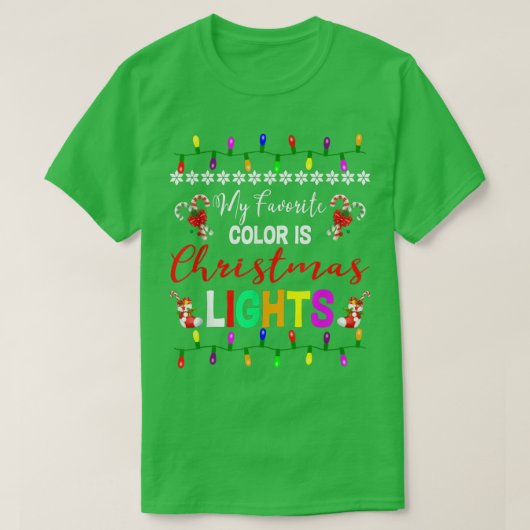 Mijn favoriete kleur is het kerstlicht T-shirt Fun (Design voorkant)