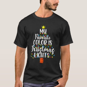 Mijn favoriete kleur is kerst licht pyjama Xmas T-shirt
