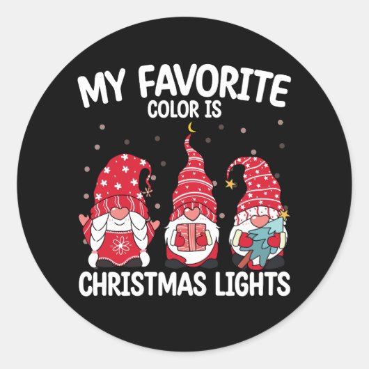 Mijn favoriete kleur is kerstlampje ronde sticker (Voorkant)