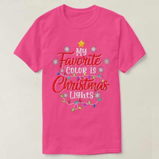 Mijn favoriete kleur is kerstlampjes Santa Hat Xm T-shirt (Design voorkant)