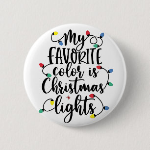 Mijn favoriete kleur is Kerstlichtjes Kerstman Ronde Button 5,7 Cm