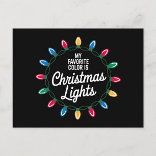 Mijn favoriete kleur is kerstlichtjes krans lampje feestdagenkaart