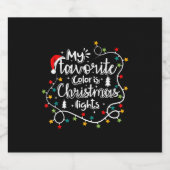 Mijn favoriete kleur is Kerstmis met kerstlampjes Sparkling Wijnetiket (Enkel label)