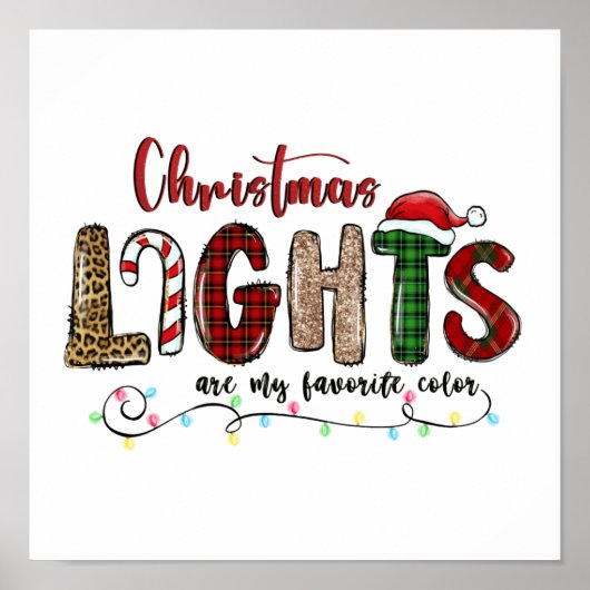 Mijn favoriete kleur is kerstverlichting poster (Voorkant)