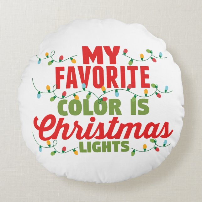 Mijn favoriete kleur is kerstverlichting rond kussen (Voorkant)