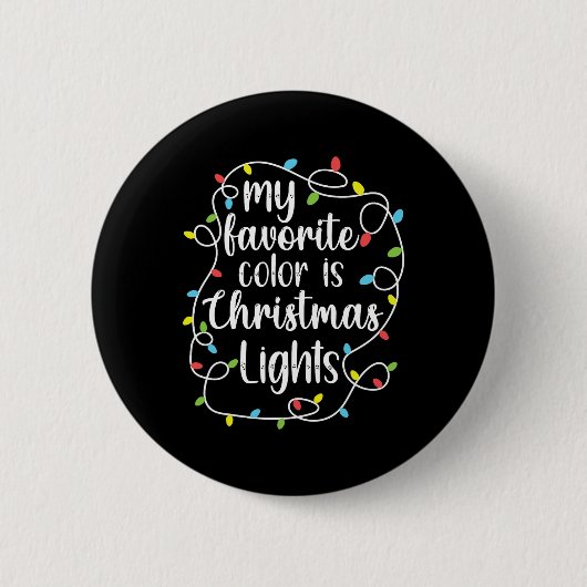 Mijn favoriete kleur is kerstverlichting ronde button 5,7 cm (Voorkant)