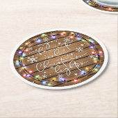 Mijn favoriete kleur is kerstverlichting ronde kartonnen onderzetter (Gebogen)