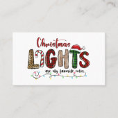Mijn favoriete kleur is kerstverlichting visitekaartje (Voorkant)
