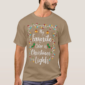 Mijn favoriete kleur is kerstverlichting voor kers t-shirt