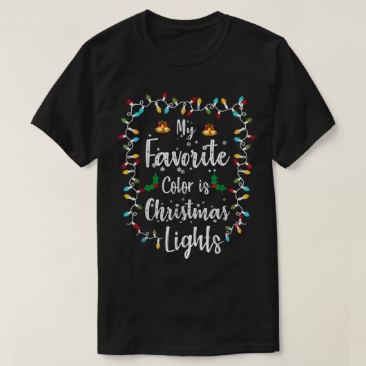 Mijn favoriete kleur is kerstverlichting voor kers t-shirt (Design voorkant)