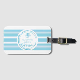 Mijn favoriete kleur is Oceaanblauw badhanddoek Bagagelabel