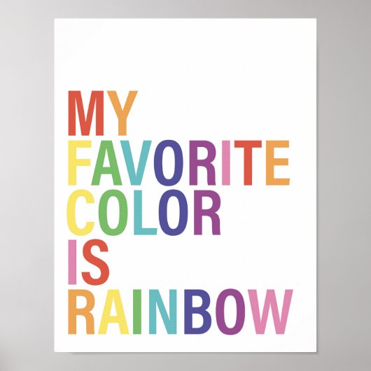 Mijn favoriete kleur is regenboog poster (Voorkant)