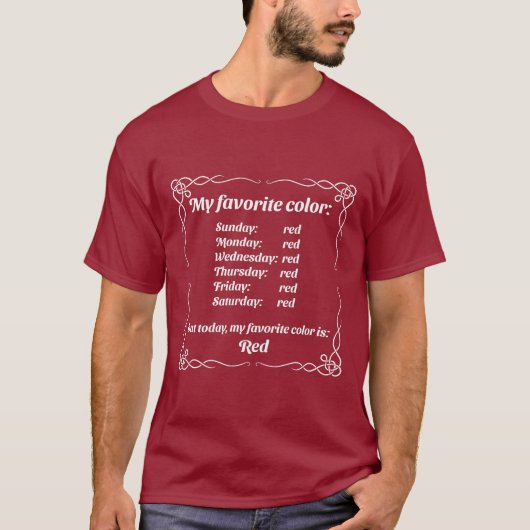 Mijn favoriete kleur is rood t-shirt (Voorkant)