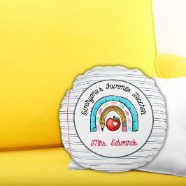 Mijn favoriete leraar kerst regenboog rond kussen