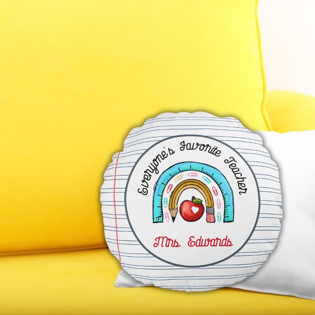 Mijn favoriete leraar kerst regenboog rond kussen (Creator heeft geüpload)