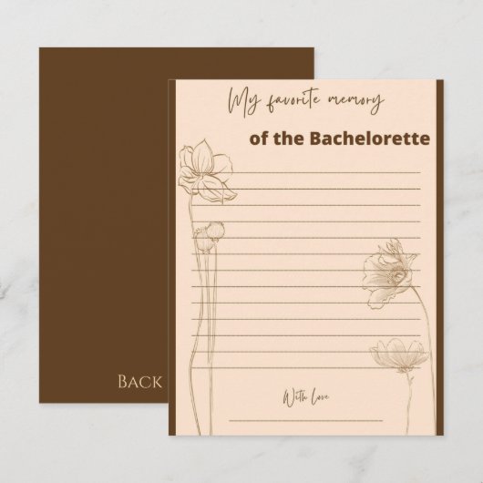 Mijn favoriete Memory Bachelorette Party Game Informatiekaartje (Voorkant / Achterkant)