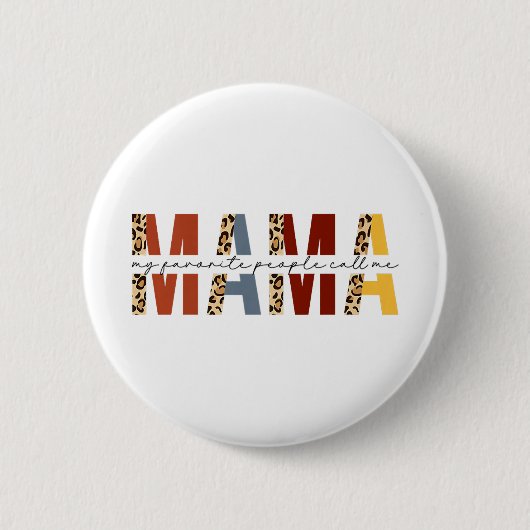 Mijn favoriete mensen noemen me mama Leopard Boho Ronde Button 5,7 Cm (Voorkant)