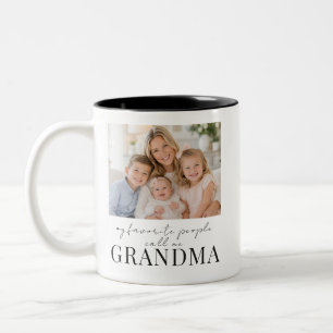 Mijn favoriete mensen noemen me oma cadeau foto tweekleurige koffiemok