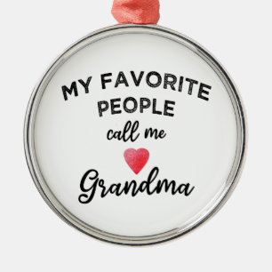 Mijn favoriete mensen noemen me oma hart kleinkind metalen ornament