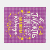 Mijn favoriete mensen noemen me oma Paars Gingham Fleece Deken (Voorkant (Horizontaal))